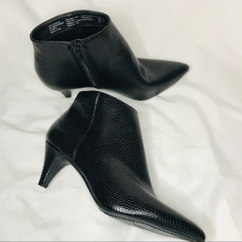 Time & Tru Textured Faux Leather Ankle Boot Heels
